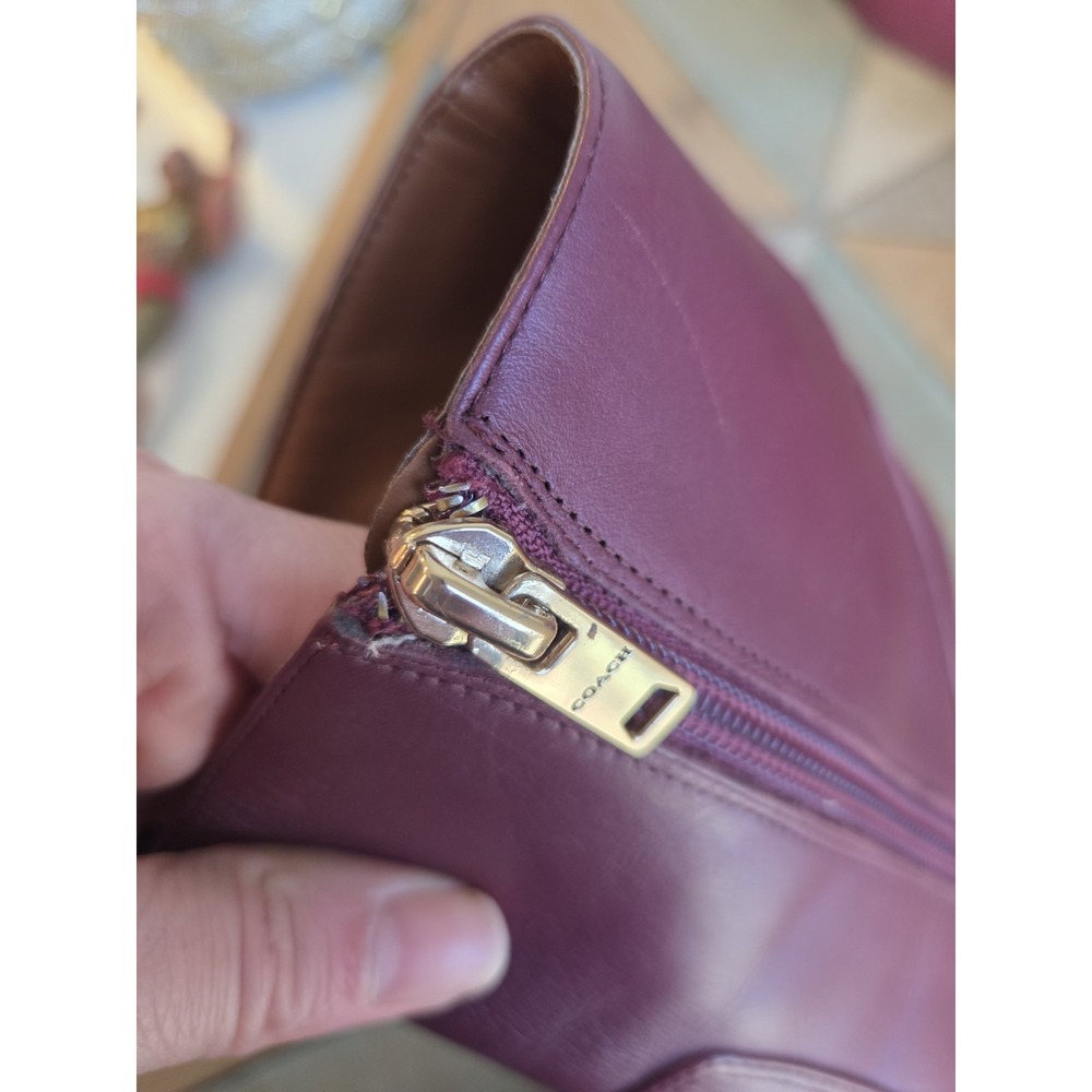 Coach Corinna Bootie Wine CC77 Size 8 B Boots Burgundy‎ Embossed Chunky - Picture 6 of 9